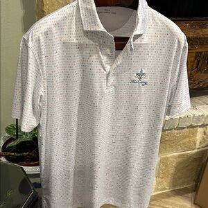 Men's White Polo Shirt with Text Design